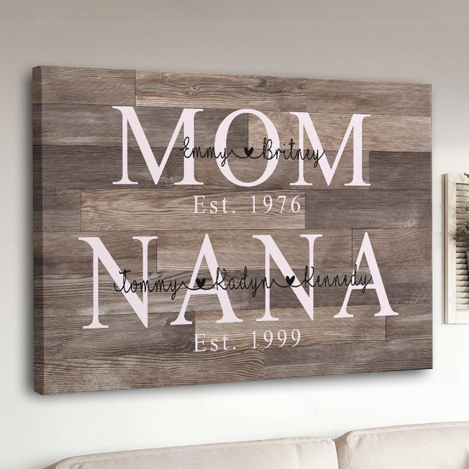 SHAANT Personalized Mother's Day Canvas - Custom Photo Wall Art for Mom & Grandma | Unique Gift with Kid's Name & Year
