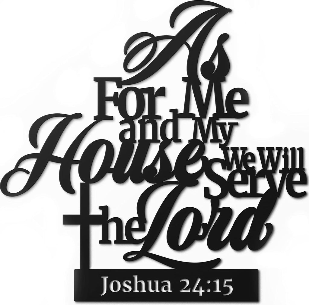Vivegate Metal Bible Verse Wall Decor - "As For Me And My House" Christian Sign | Black