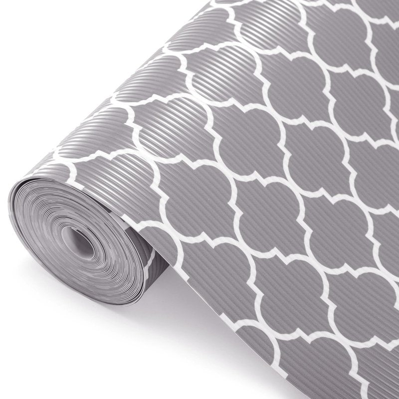 Glotoch Shelf Liner for Kitchen Cabinets Non Adhesive, 12" x20FT(240 Inch) Non Slip Drawer Liners, Waterproof Shelf Paper Closet Liners for Refrigerator Gray
