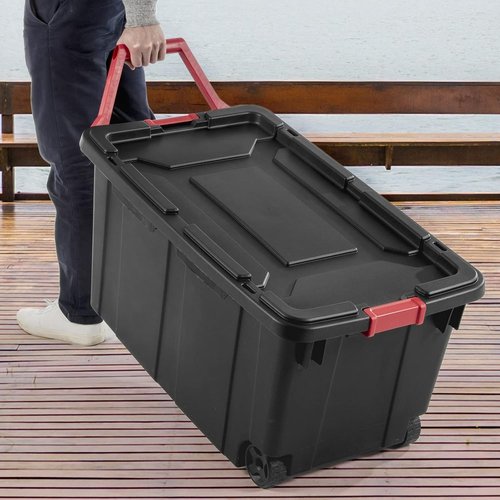 Heavy-Duty 40 Gallon Storage Bins by [Brand Name] - Durable Plastic Containers with Secure Lids | Stackable 2 Pack