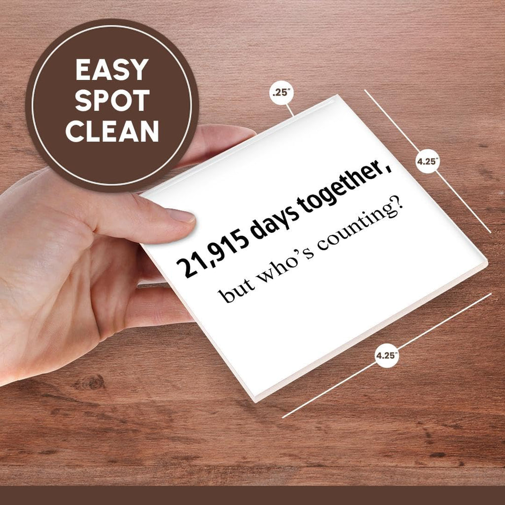 3dRose CST_112219_4 21,915 Days Together, Who's Counting. Happy 60th Anniversary-Ceramic Tile Coasters, Set of 8