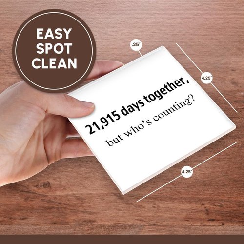 3dRose CST_112219_4 21,915 Days Together, Who's Counting. Happy 60th Anniversary-Ceramic Tile Coasters, Set of 8