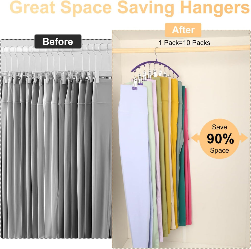 Skiennix Legging Organizer - Metal Yoga Pants Hanger with Rubber Coating | Space-Saving Design, Purple