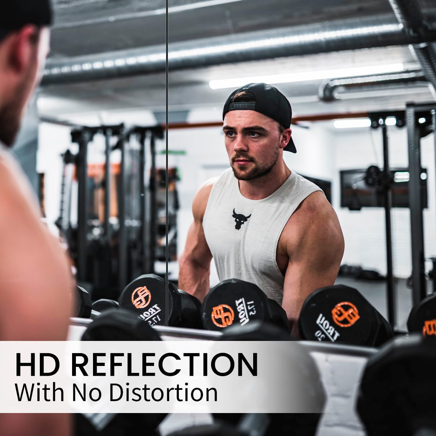 VASUHOME Home Gym Mirror - 2PCS 48'' x 24'' Large Full Body Mirror for Wall, Tempered Glass Mirror for Yoga Room, Gym, Garage, Dance Studio