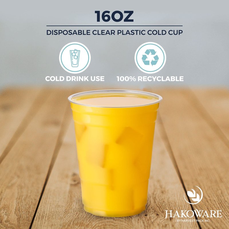 [200 COUNT]Harvest Pack 16 oz Iced Coffee Cup, Ultra Clear Plastic Cold Cups, Disposable Wedding Party Drinking Cups Tumblers, Iced Coffee Beer Juice Cold Beverage