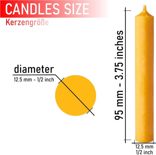 BRUBAKER 100% Beeswax Tree Candles - Honey Colored - Pack of 20 - 3¾ x ½ Inches (9.5 x 1.27cm) - European Made