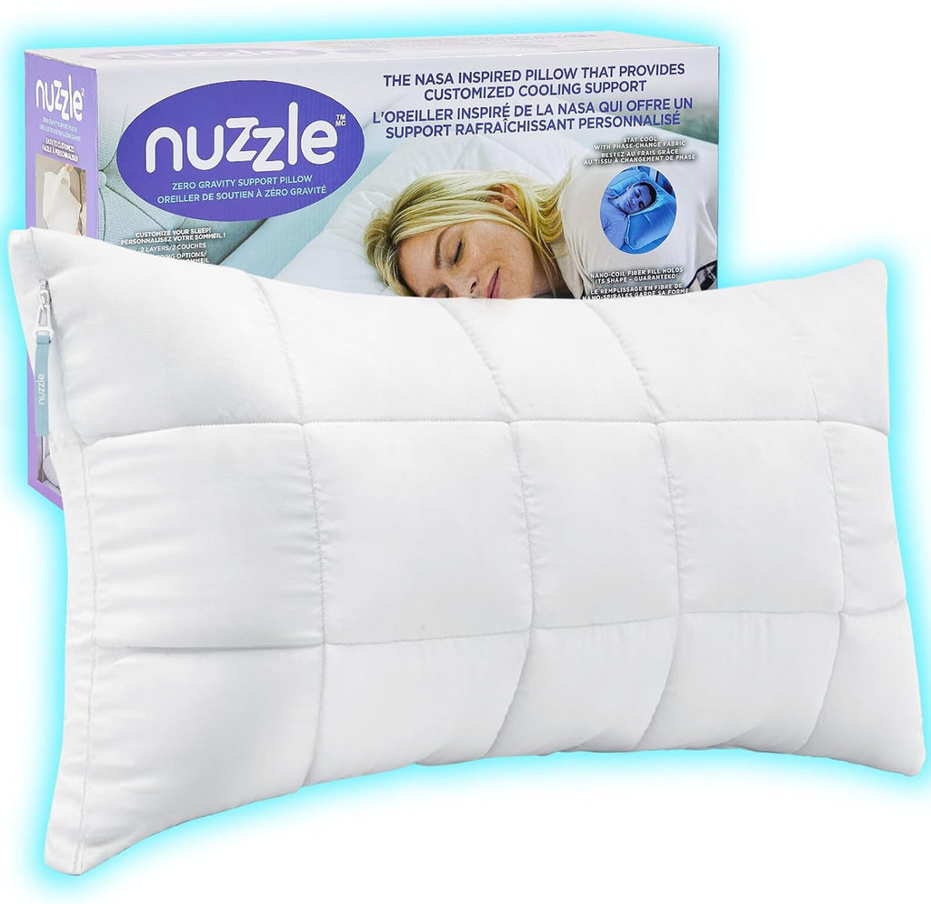 Nuzzle Cooling Adjustable Pillow - Luxury Queen Size for Side Sleepers | Soft & Firm Support