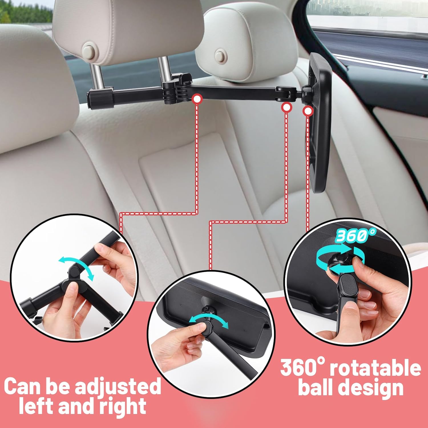 Skiennix Baby Car Mirror - 360° Rotating Rear View Mirror for Safe Infant Travel | Easy Install, Flexible Arm
