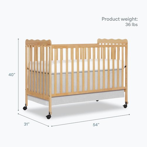 Dream On Me Carson Classic 3-in-1 Convertible Baby Crib - Natural Finish, 4 Mattress Heights, Toddler Bed Option