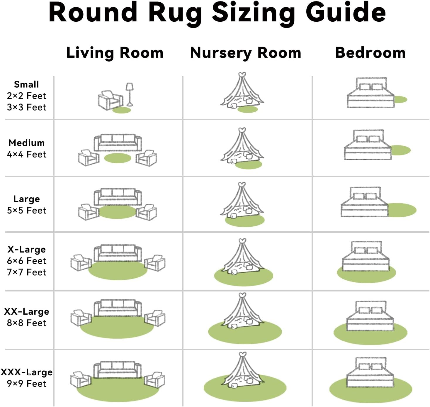 OLANLY Round Grass Green Area Rug - Soft, Fluffy, Machine Washable 6 ft Circle Carpet for Bedroom & Living Room Decor