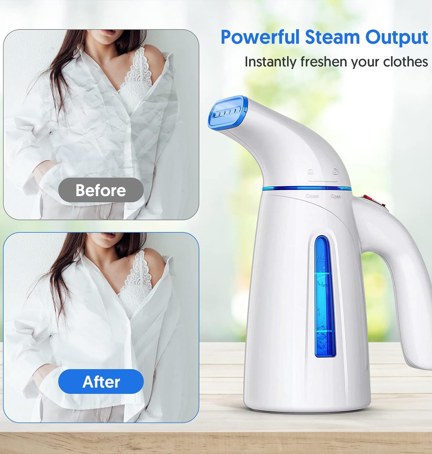 OGHom Handheld Clothing Steamer - 700W Portable Travel Steam Iron with 240ml Capacity (Blue)