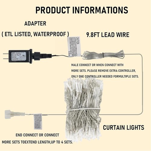 Dazzle Bright 300 LED Curtain String Lights - Waterproof Fairy Lights with 8 Modes | Pink for Bedroom & Party Decor
