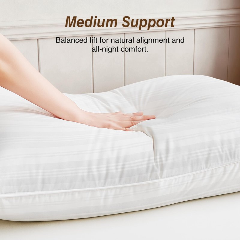 puredown® Goose Feather Down Pillows Set of 2 with 100% Cotton Cover, Hotel Collection Pillows, King Size for Stomach, Side & Back Sleepers