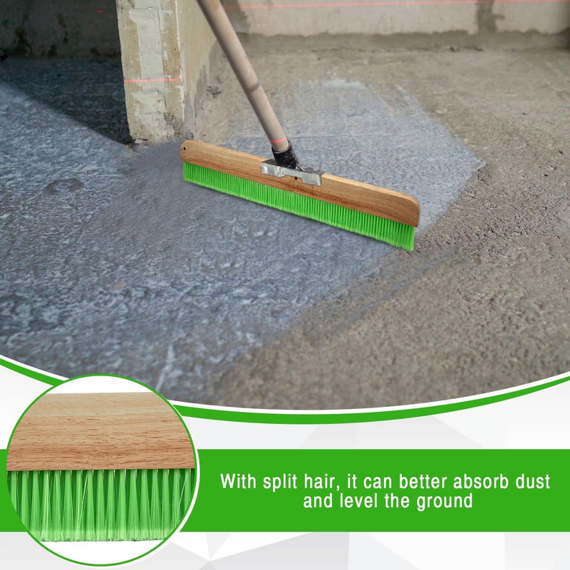 Yiyiring 2 Pcs 24 Inches Green Concrete Broom Soft Without Handle Soft Flow Through Brush with Mounting Threads for Concrete Finishes, Hard Floors, Yards