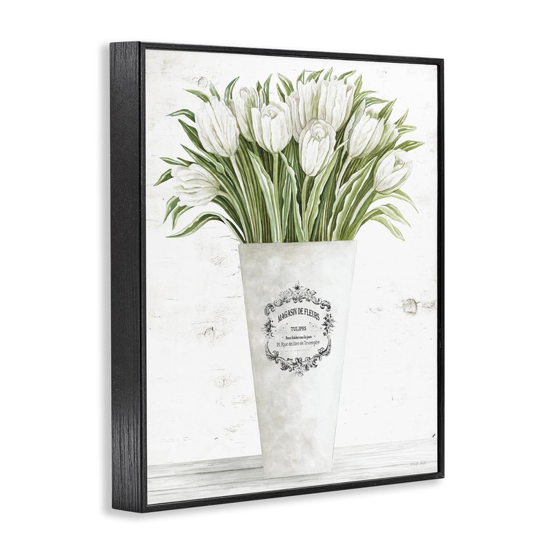Stupell Industries 'Tulip Bouquet in Parisian Vase', Framed Giclee Art, Black, 16 x 20 Inches, Easy to Hang and Sturdy, Made in USA, by Cindy Jacobs