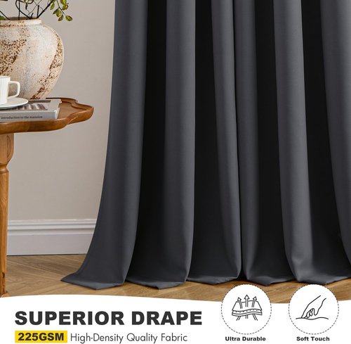 MIULEE Dark Grey Blackout Curtains - Thermal Insulated Room Darkening Drapes | 96 Inches Long, 2 Panels