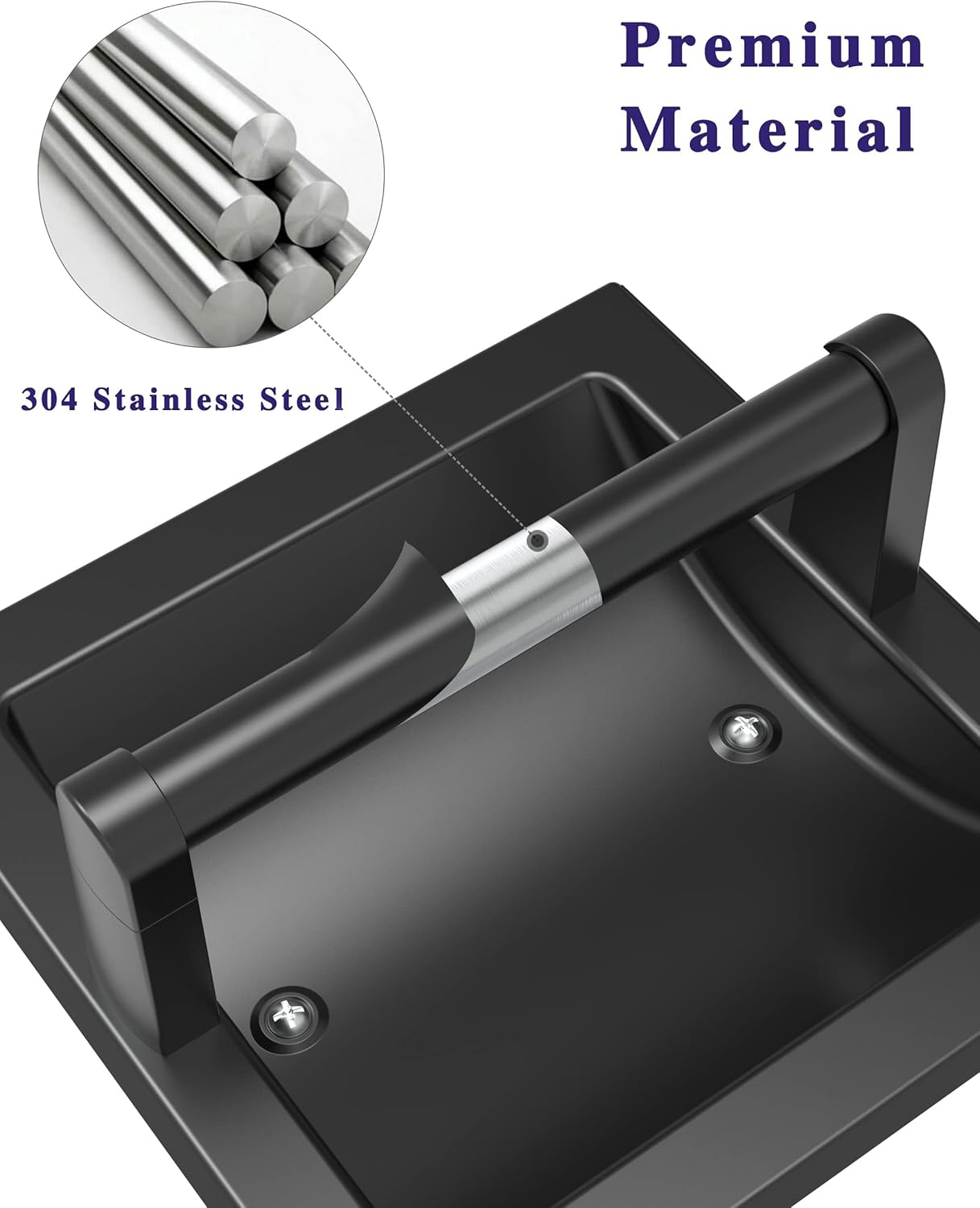 Skiennix Matte Black Toilet Paper Holder - Pivoting Wall Mount for Large Rolls | Stainless Steel Design