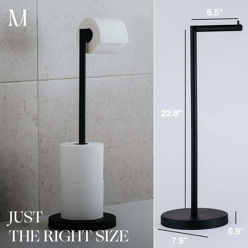 Marmolux Acc Free Standing Toilet Paper Holder - Modern Matte Black Design for 4 Rolls
