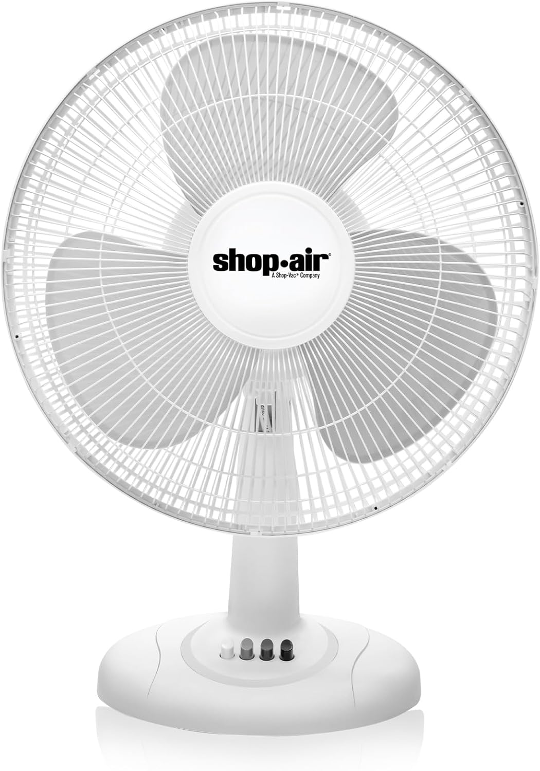 Shop-Air 12" Oscillating Table Fan - High-Velocity, Quiet Air Circulation | 3 Speeds & 70° Adjustable Tilt, White