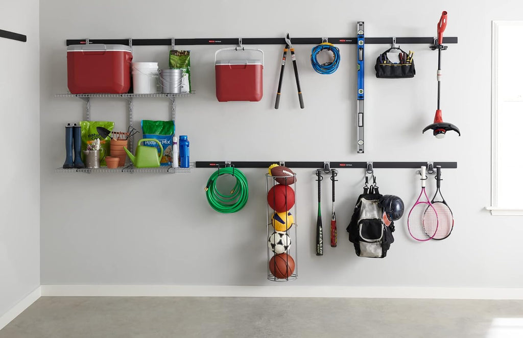 Rubbermaid FastTrack Bike Storage Kit - Heavy-Duty 3-Piece Rail Hook Organizer for Garage & Home