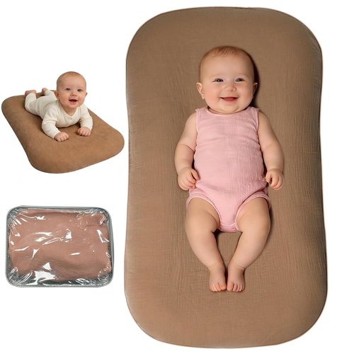 Baby Lounger - Soft & Breathable Newborn Lounger for Home & Travel | 0-24 Months, Brown
