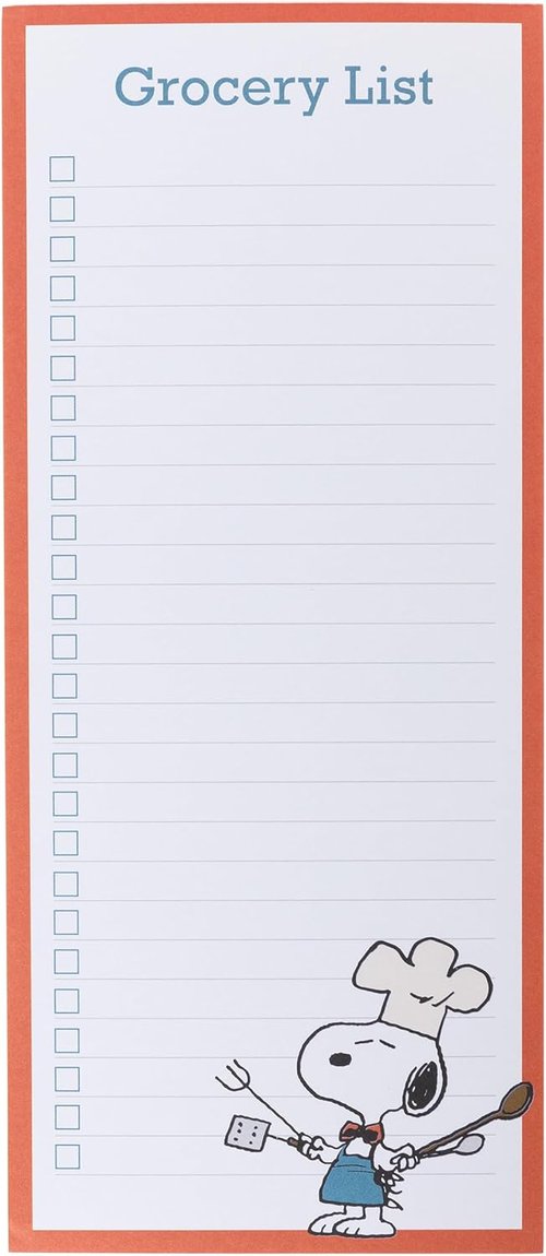 Graphique Snoopy Chef Grocery List Notepad - 100 Tear-Away Sheets for Kitchen & Office Use