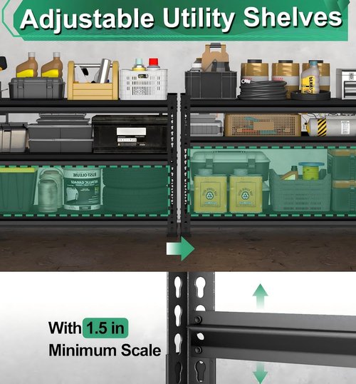 Metal Storage Garage Shelving - Heavy Duty Steel Utility Rack | 3-Tier Adjustable, 1,200 Lbs Capacity, Black 40" W x 16" D x 36" H