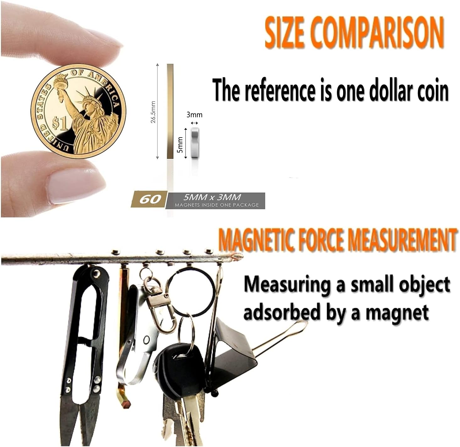 Skiennix 60pcs Small Round Magnets - Durable Miniature Magnets for Refrigerator & Office Use