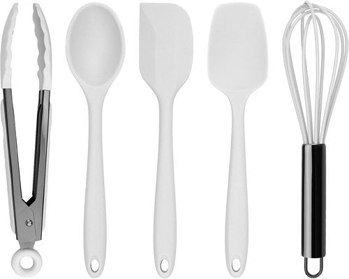 Country Kitchen Silicone Cooking Utensils - Easy to Clean Spatula Set for Nonstick Cookware | Standard White