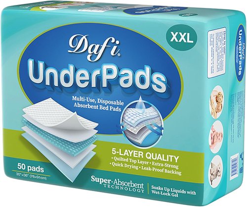DAFI Extra Large Disposable Bed Pads - Super Absorbent Underpads with Odor Control | 30”x36” (50 Count)