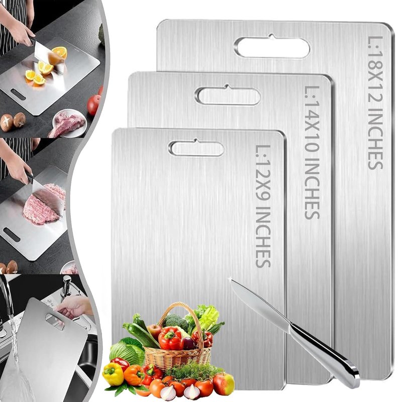 Titanium Cutting Boards - 2025 Upgrade 100% Pure Titanium Cutting Boards For Kitchen, 1 Pack Double-sided food-grade Cutting Board, Easy to Clean (18 * 12INCH)