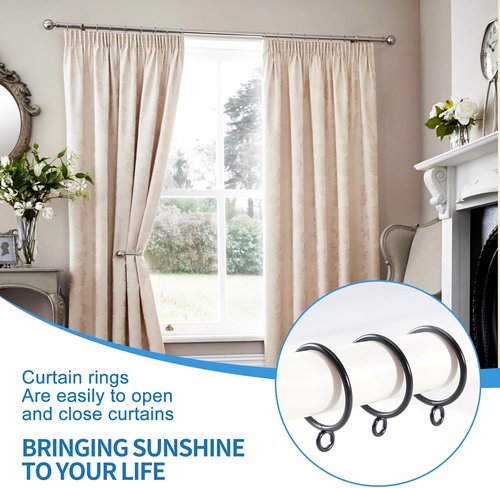 44 Pack Metal Curtain Rings by [Brand Name] - Durable Drapery Rings for Pinch Pleat Curtains | 1.5 Inch ID, Fits Up to 1.2 Inch Rod (Black)
