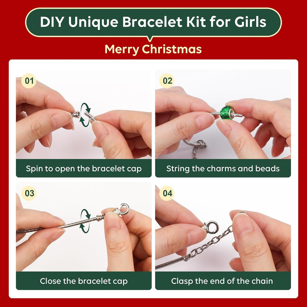 Regine Switzerland Christmas Advent Calendar Bracelets - 24-Day DIY Jewelry Kit with 22 Charms & 2 Adjustable Bracelets for Girls and Teens