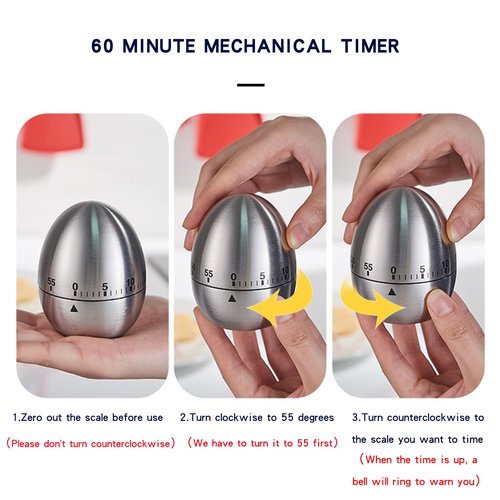 60 Minute Egg Timer, Kitchen Timers for Cooking, Wind Up Timer 0-60 Minutes, Timers for Classroom, Visual Timer for Kids, Mechanical Egg Shape Timer for Saunas and Hard Boiled Eggs (Fruit Shape)