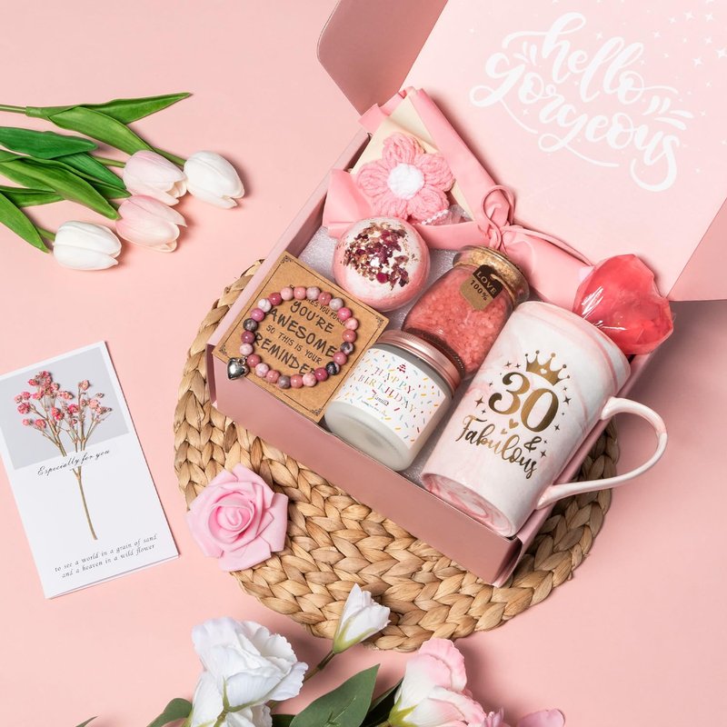 60th Birthday Gifts for Women, Happy 60 Year Old Birthday Gift Ideas Decorations for Her Grandma Mom Sister Woman Friends Aunt Wife, Pink 60 Fabulous Ceramic Marble Mug 14Oz, Turning Sixty Baskets