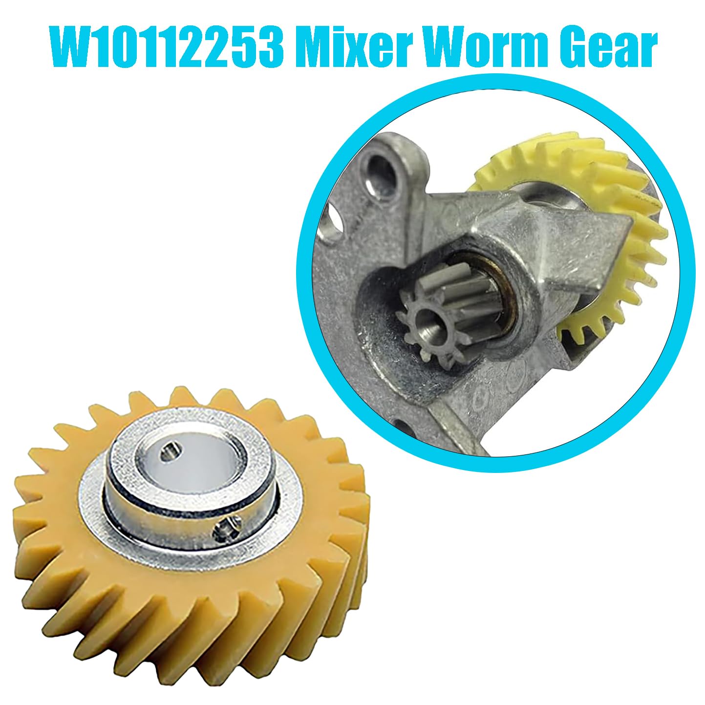 (4/Pack) W10380496 Carbon Brushes & W10112253 Mixer Worm Gear Replacement For Whirlpool & Kitchenaid Mixers Parts Number 4162897 4169830 AP4295669