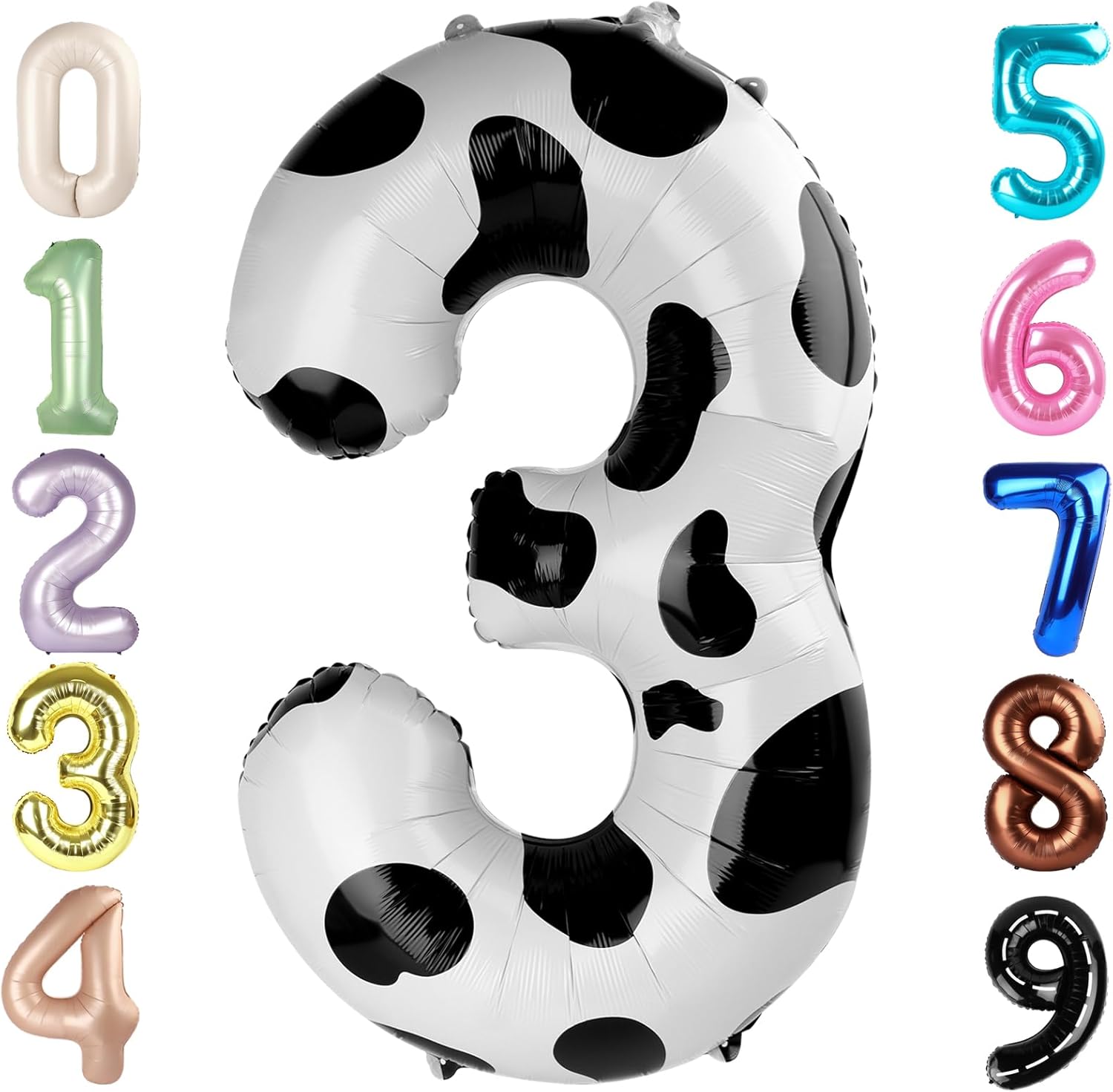 Numbers Balloon - 40 Inch Large White & Black 3 Balloon for Birthday Party Decor | Perfect for Three-Year-Old Celebrations
