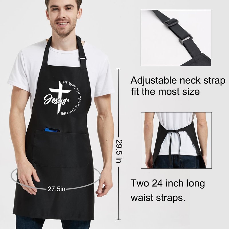 Christian Gifts for Women Men, Chef Apron for Men Cooking Grilling BBQ, Personalized Religious Gifts for Dad Mom Friends Christmas Easter