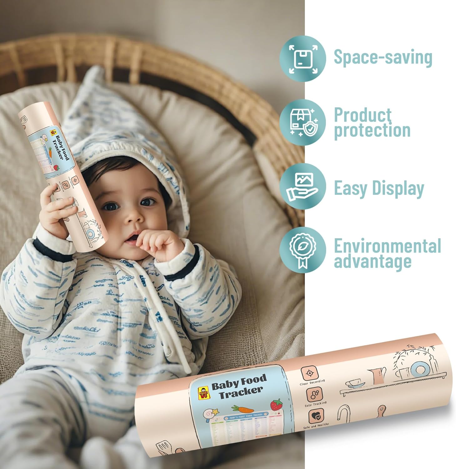 Uncle Wu First Foods Tracker Fridge Magnet - Dry Erase Baby Food Log & Activity Chart (10 x 14 Inch)