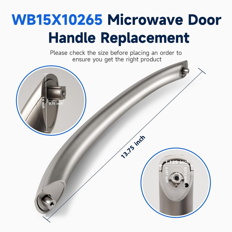 Upgraded WB15X10265 Door Handle Replacement Compatible with GE JNM1951SR1SS DVM1950ER2ES, WB15X10265 Microwave Door Handle Replace WB15X10260 WB15X10266 WB15X10264 AP5618277 2443838 AH3510619