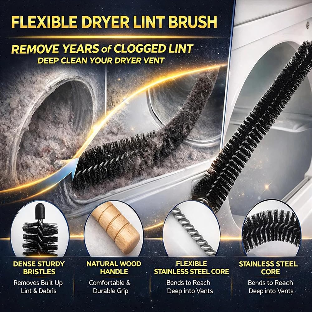 Skiennix Dryer Vacuum Hose Attachment - Universal Lint Removal Tool with Flexible Hose & Brush | Blue