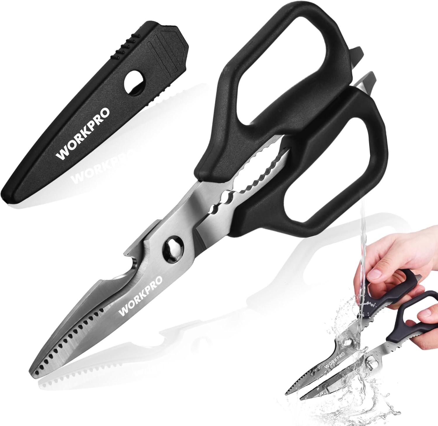 WORKPRO Kitchen Scissors - Heavy Duty Shears with Detachable Titanium Blades | Easy Clean, Versatile for Meat, Fish, Nuts, Vegetables