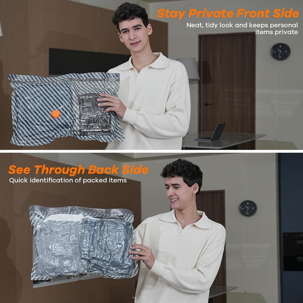 Skiennix Vacuum Storage Bags - 16 Pack Travel Essentials with Wireless Rechargeable Pump | Space Saver for Clothing & Luggage