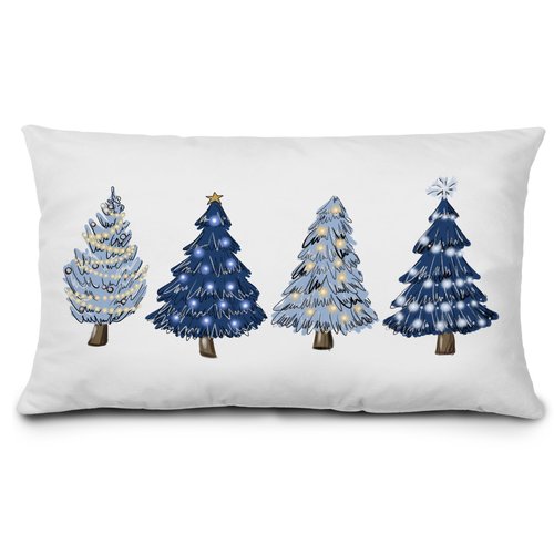 KEUSPI Navy Blue Christmas Decorations Christmases Tree Pillow Covers 12x20,Blue Christmas Decor Trees Xmas Pillow Cases Cushion Covers,Xams Christmases Decor Pillow Covers for Bedroom