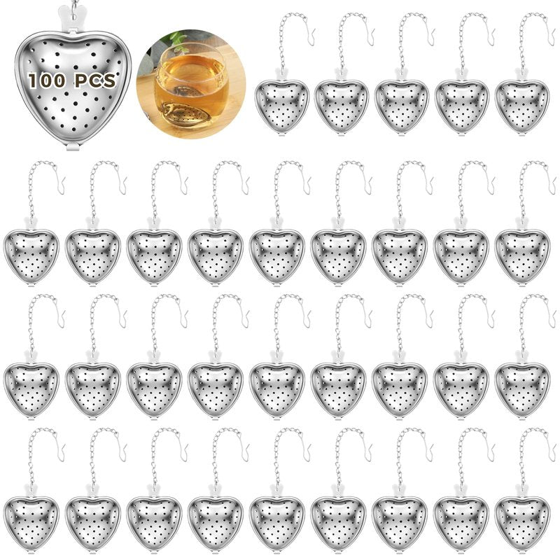 Tea Strainers, Stainless Steel Tea Ball Filters, Loose Leaf Tea Steeper Infusers (100)
