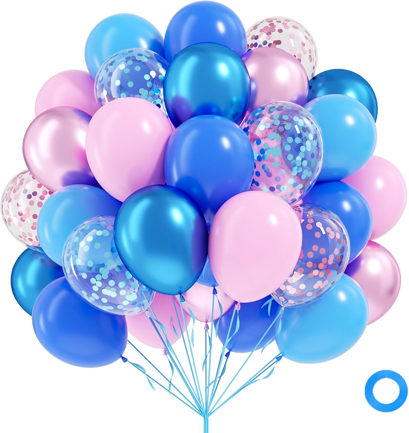 Skiennix 60pcs Pink & Blue Balloons - 12 Inch Metallic Confetti for Gender Reveal & Baby Shower Decor