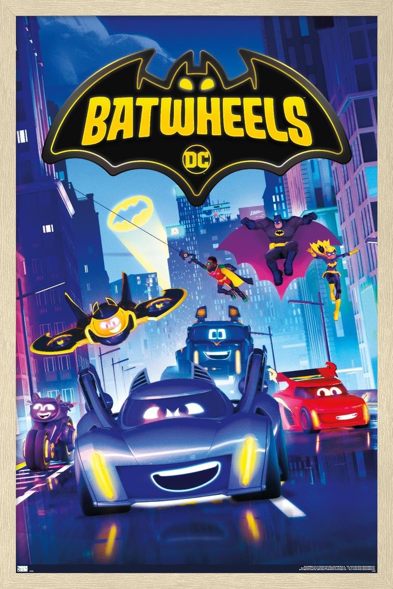 DC Comics TV Batwheels - Key Art Wall Poster, 22.4L" x 14.7W", Blonde Framed Version