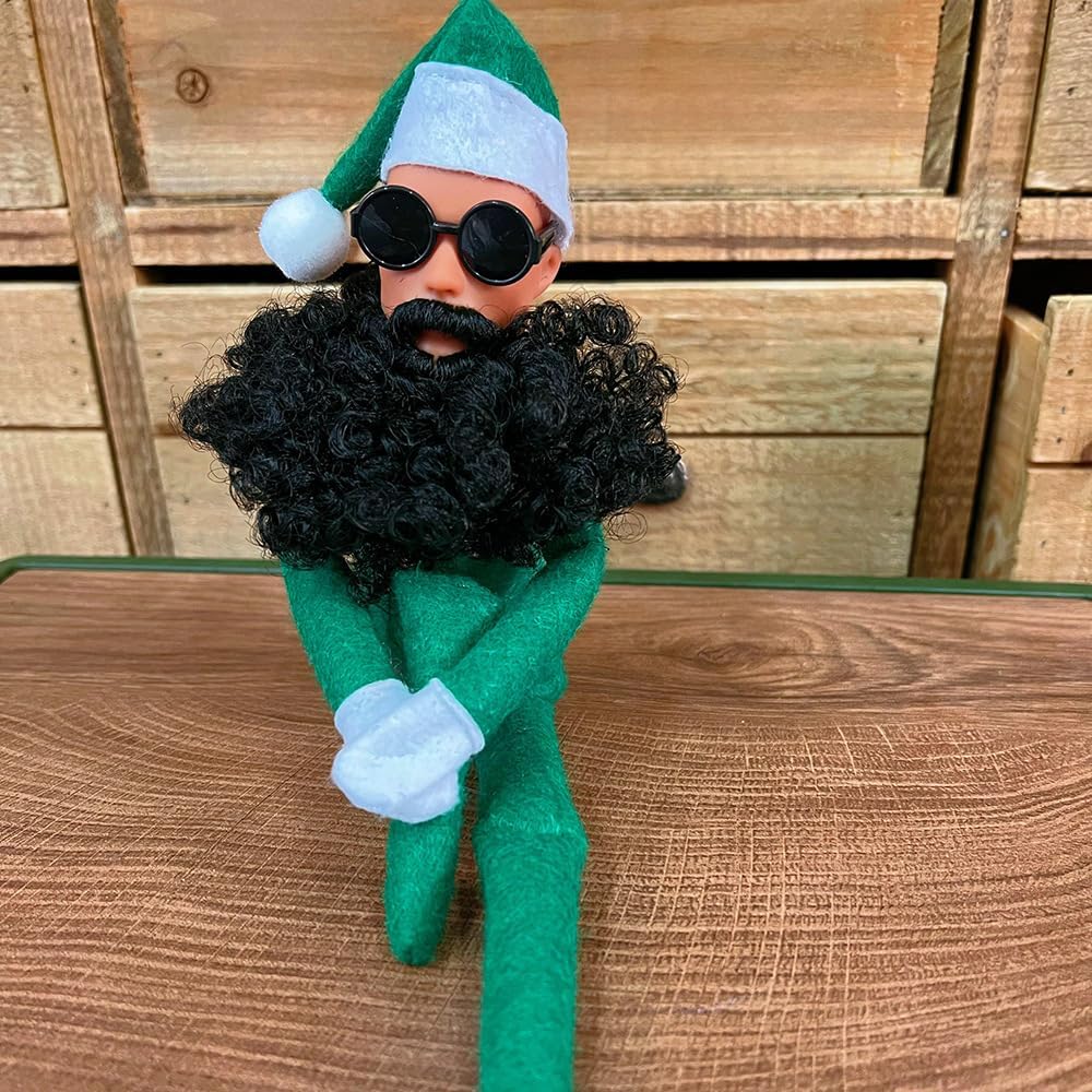 Skiennix Christmas Elf Doll Plush Toy - Handmade Funny Elf with Sunglasses | Green Holiday Gift