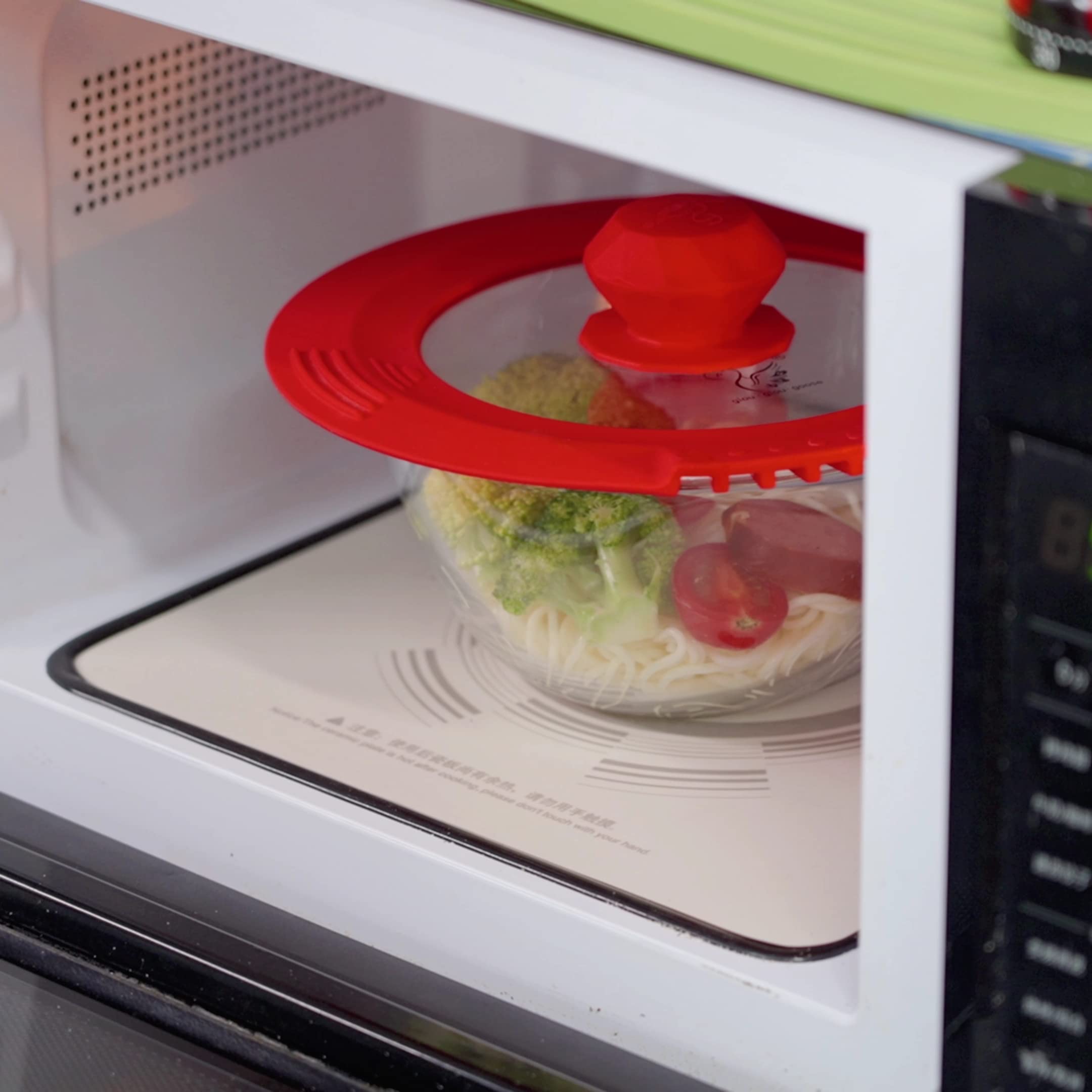 Microwave Splatter Cover And Tempered Strainer Lid with Heat Resistant Silicone