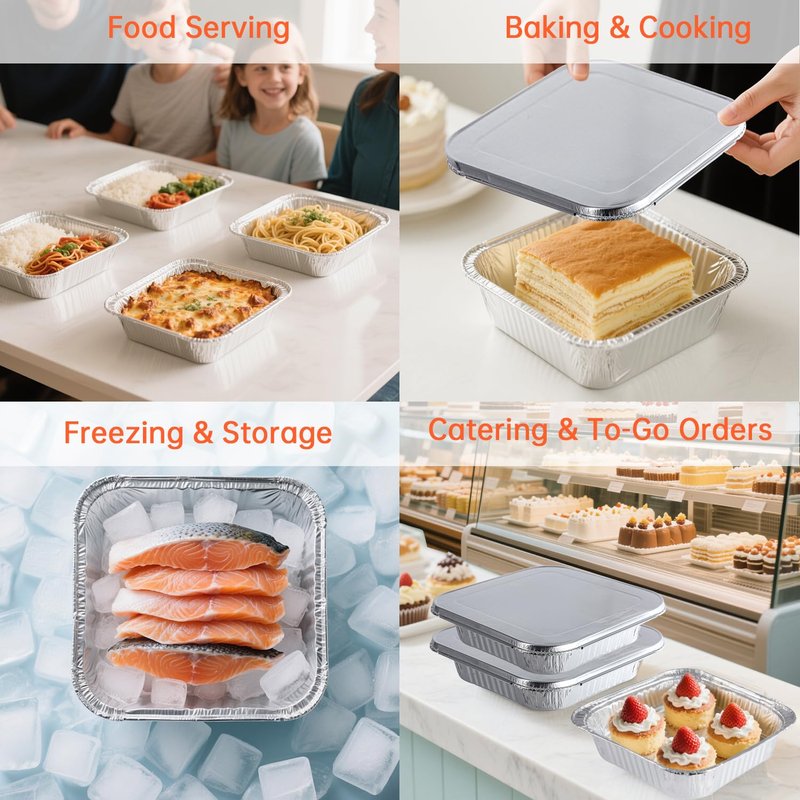 Ezsart 8x8 Aluminum Pans with Lids - 20 Pack Disposable Foil Pans with Lids, Aluminum Containers with Lids for Baking Cake, Holiday Cooking, Heating, Storing, Prepping Food